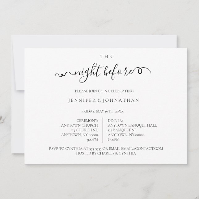 Invitation Soirée Script avant le dîner de répétition Invitat (Devant)