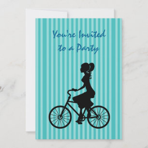 Invitation Soirée Silhouette de la Cycliste Rétro