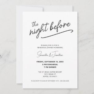 Invitation Soirée simple avant le dîner de répétition Mariage