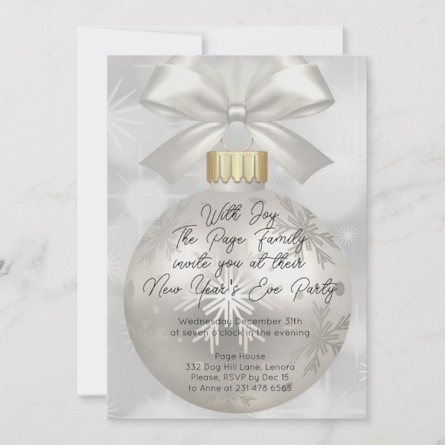 Invitation Soirée simple et chic du Nouvel An (Devant)