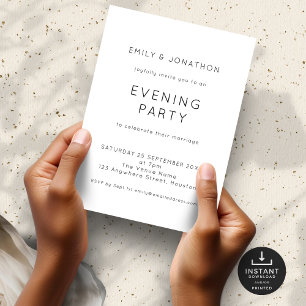 Invitation Soirée simple Mariage noir et blanc