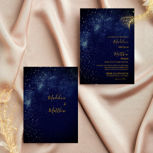 Invitation Soirée Sky Astral Gold Stars Mariage bleu