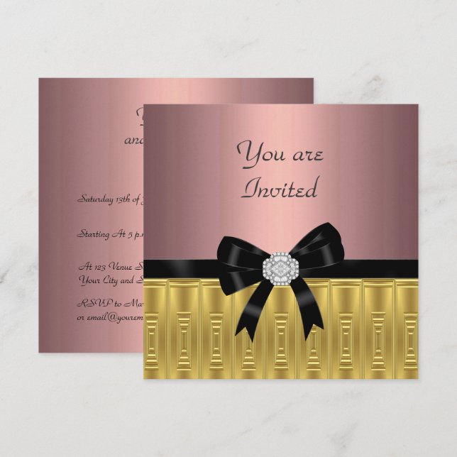 Invitation Soirée Soirée Rose Gold (Devant / Derrière)