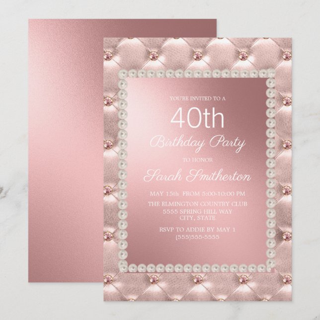 Invitation Soirée Soirée Soirée Soirée Soirée Soirée 40e Anni (Devant / Derrière)
