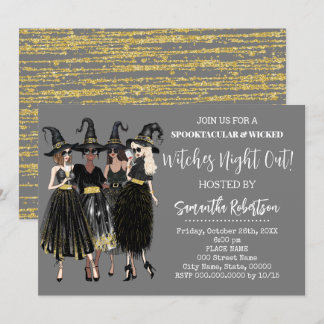 Invitation Soirée sorcière à la fête des Adultes d'Halloween