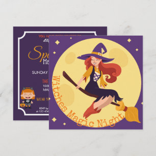 Invitation Soirée sorcière fête costumée Halloween   Invitati