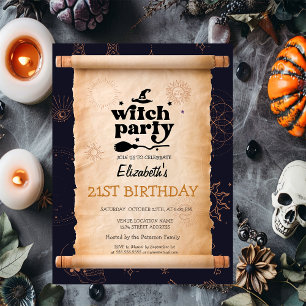 Invitation Soirée Sorcière Halloween Anniversaire Mystique