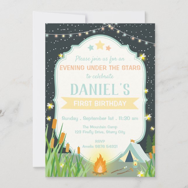 Invitation Soirée Sous Les Étoiles Anniversaire (Devant)