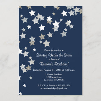 Invitation Soirée sous les étoiles avec Parties scintillant d
