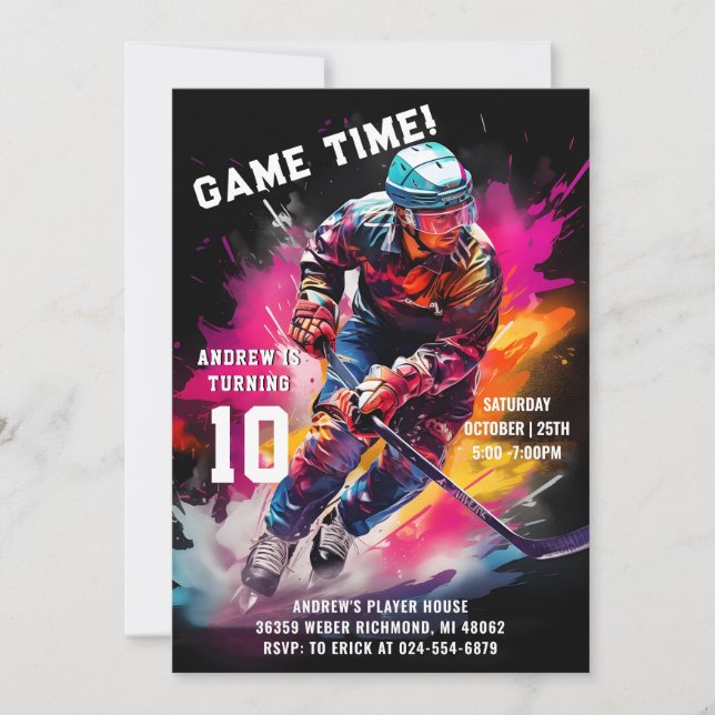 Invitation Soirée sportive de hockey sur glace personnelle (Devant)