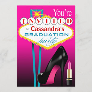 Invitation Soirée Stiletto et Lipstick Las Vegas fuchsia