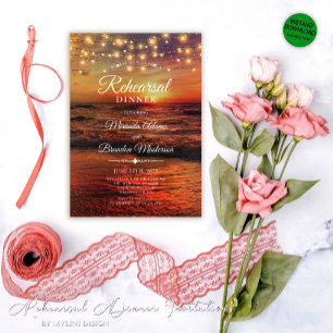 Invitation Soirée Sunset String Plage Lumière Dîner de répéti