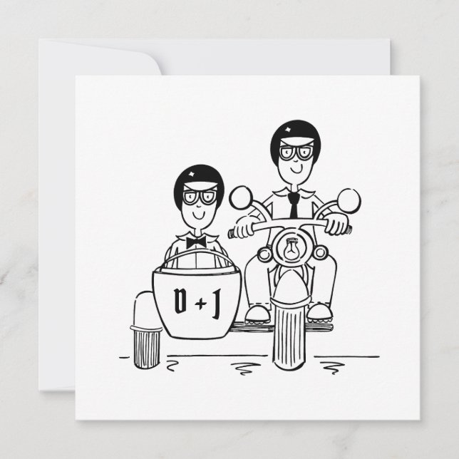 Invitation Soirée sur mesure deux chambres moto et Sidecar (Devant)