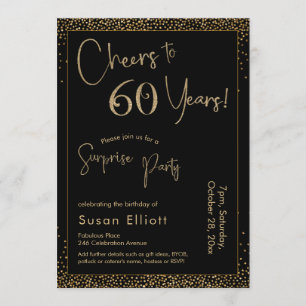 Invitation Soirée surprise de 60 ans, Black & Gold