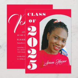 Invitation Soirée tendance chic blanc Script rose