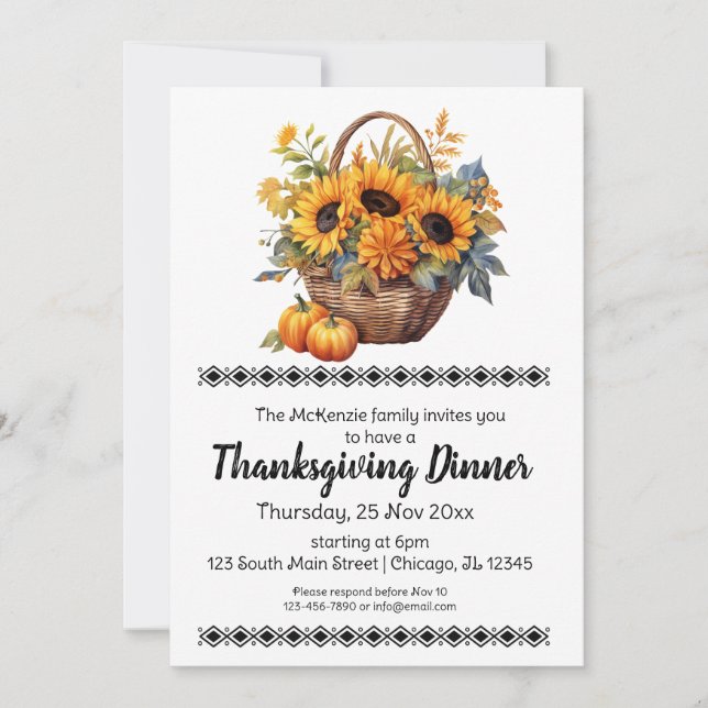 Invitation Soirée Thanksgiving Élégante (Devant)