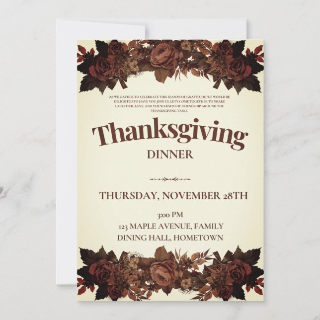 Invitation Soirée Thanksgiving - Vous êtes invité (Devant)