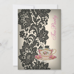 Invitation soirée thé vintage en dentelle