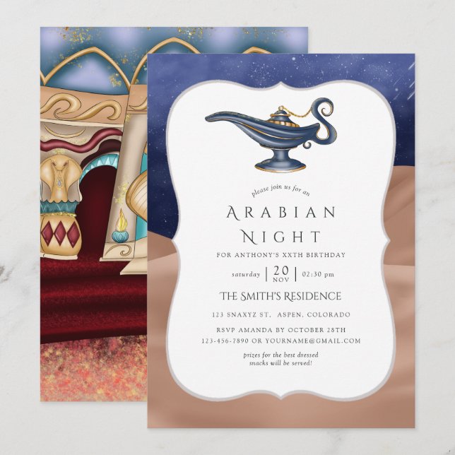 Invitation Soirée Thème Nuits Arabes (Devant / Derrière)