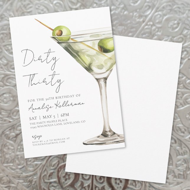 Invitation Soirée Trente 30e fête d'anniversaire (Dirty Thirty 30th Birthday Party Invitation)