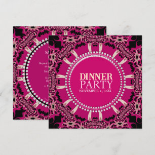 Invitation Soirée Tribal Tribune moderne en rose gras