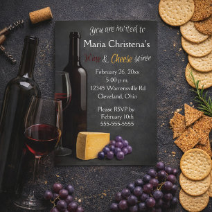 Invitation Soirée Vin et Fromage sur Tableau Noir