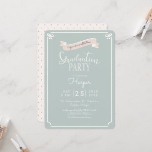 Invitation soirée vintage de remise des diplômes chic Polkado