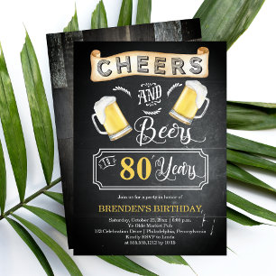 Invitation Soirées et bières à 80 ans fête d'anniversaire