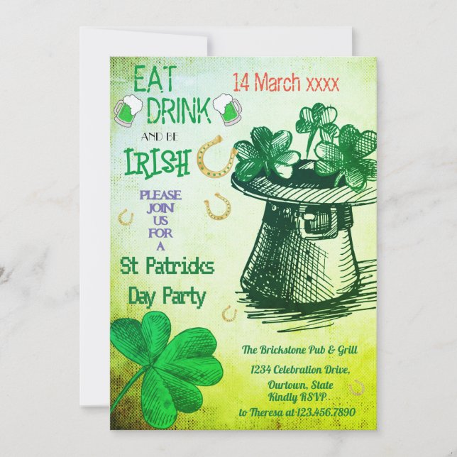 Invitation Soirées et bières Fête de l'Anniversaire de la St. (Devant)