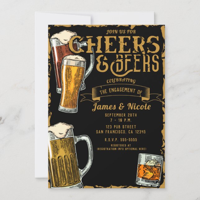 Invitation Soirées et bières Gold Black Pub Bar (Devant)