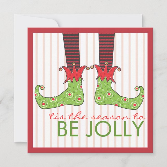 Invitation Sois Jolly Fun Elf Fee Fête de Noël (Devant)