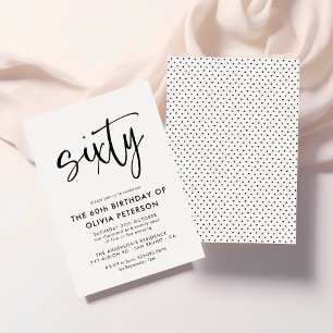 Invitation Soixante   60e Soirée d'Anniversaire Noir & Blanc
