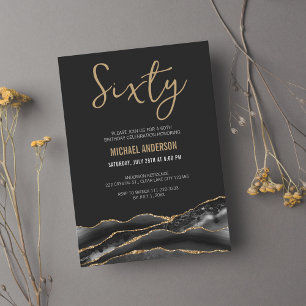 Invitation Soixante Agate Or Noir Hommes 60e Anniversaire