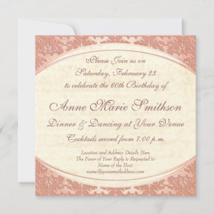 Invitation Soixante ans de fête Vintage de la mère élégante