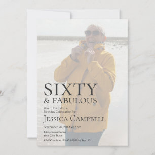 Invitation Soixante ans et Fabuleux Photo 60e Anniversaire