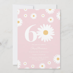 Invitation Soixante Ans Fleur Rétro Motif Anniversaire