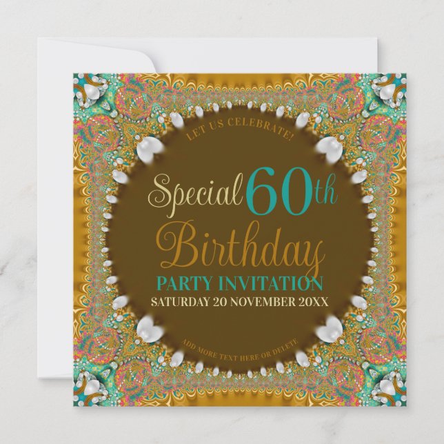 Invitation Soixante Bohême Adulte Soixante (Devant)