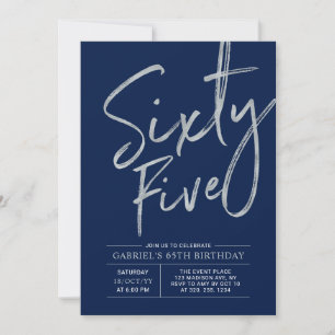 Invitation Soixante-Cinq   Fête d'anniversaire Navy Bleu Arge