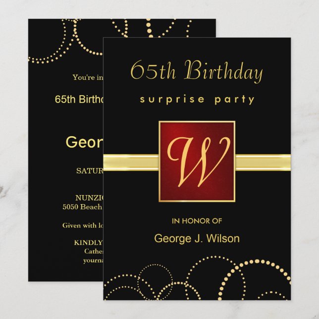 Invitation soixante-cinquième Fête d'anniversaire - (Devant / Derrière)