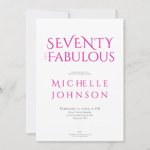 Invitation Soixante-dix ans et Fabuleux Minimal Fête d'annive