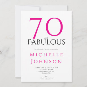 Invitation Soixante-dix ans et Fabuleux Minimal Rose 70e Anni