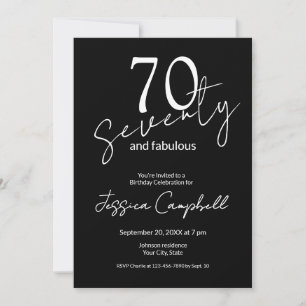 Invitation Soixante-dix ans et Fabuleux Script Noir 70e Anniv