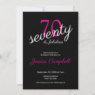 Invitation Soixante-dix ans et Fabuleux Script Noir 70e Anniv
