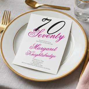 Invitation Soixante-dix ans et Fabuleux Texte Rose 70e Annive