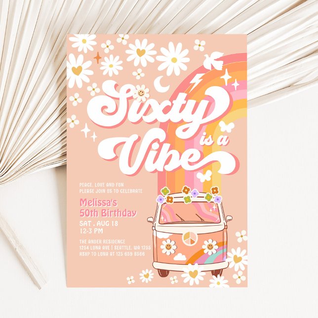 Invitation Soixante-dix est un Vibe 70th Bright Pink Annivers (Créateur téléchargé)