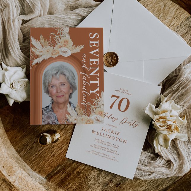 Invitation Soixante-dix et fabuleux Burange Boho Anniversaire (Créateur téléchargé)