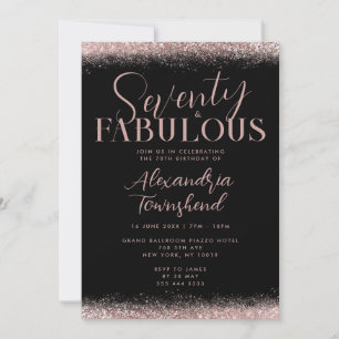 Invitation Soixante-dix & Fabuleux Rose Gold Pailleté 70e Ann