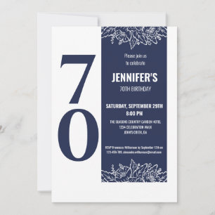 Invitation Soixante-dix Floral Elégant 70e Anniversaire