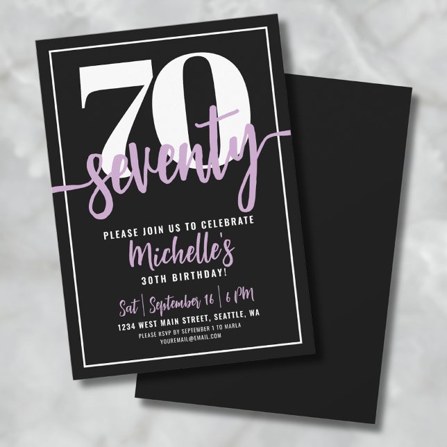 Invitation Soixante-dix moderne 70e anniversaire (Seventy Modern 70th Birthday Party Invitation)