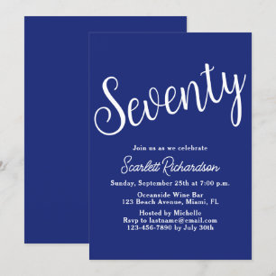 Invitation Soixante-dix Script Navy Blue 70th Birthday Party